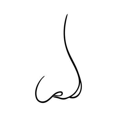 İnsan burnu çizimi doğrusal vektör çizimi.