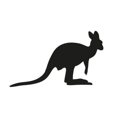 Kanguru silueti beyaz arka planda izole edilmiş. Yan görüş. Vektör illüstrasyonu.