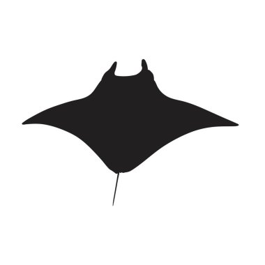 Vector vatoz silueti, ışın balığı çizimi, deniz yaşamı yüzen hayvan..