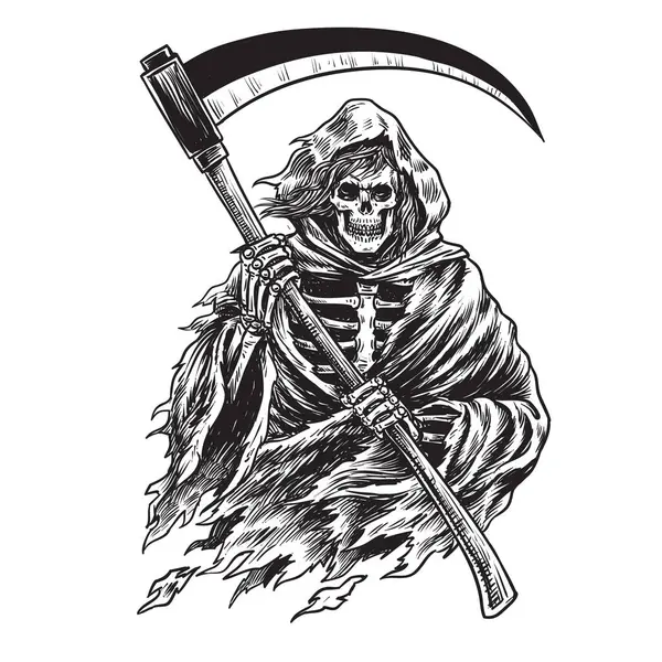 Ölüm Meleği İskeleti el çizimi vektör çizimi, El Çizimi Ölüm.