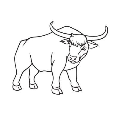  Çocuklar için boğa boyama kitabı, vektör çizimi, Hayvan