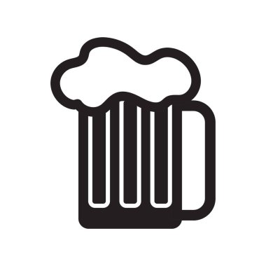 Bira kupası Tankard Simge Vektörü, bira bardağı silueti, beyaz arkaplanda izole.