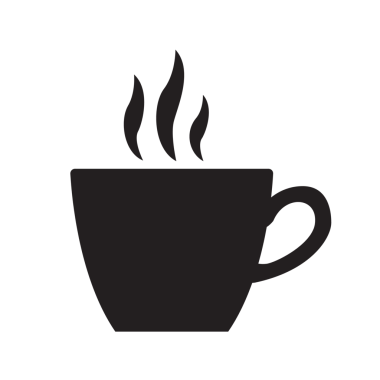 Siyah kahve fincanı silueti, şeffaf kahve fincanı simgesi beyaz arka planda basit vektör.