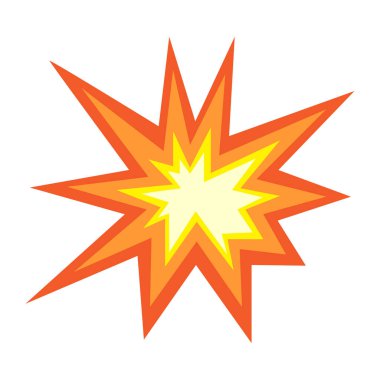 Ateşli patlama ikonu. Metin için yeri olan düz basit vektör illüstrasyonu