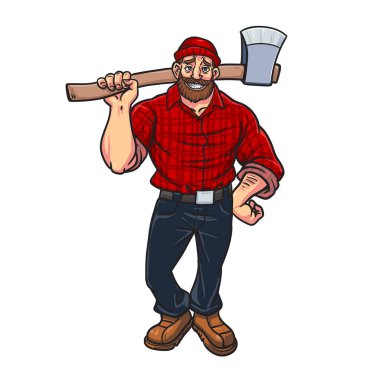 Elle çizilmiş oduncu çizgi film vektör çizimi.