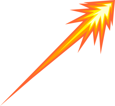 Patlama, kıvılcım veya kuyruklu yıldız ikonu. Roket motorundan ya da düşen bir meteordan çıkan yangın. Gökyüzünde bir ateş izi. Bir bomba ya da merminin patlaması.