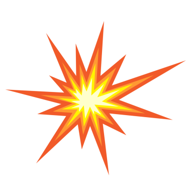 Ateşli patlama ikonu. Metin için yeri olan düz basit