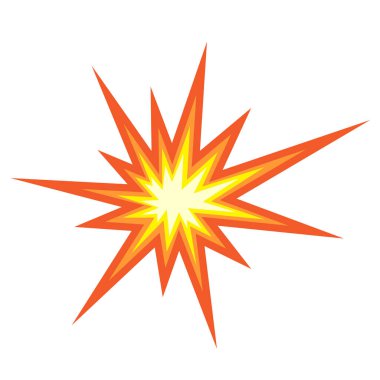 Ateşli patlama ikonu. Metin için yeri olan düz basit vektör illüstrasyonu