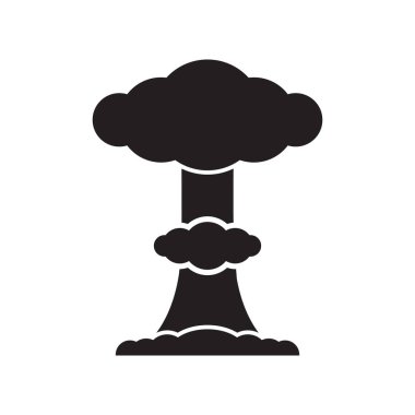 Nükleer bomba patlama vektör simgesi beyaz arka grupta izole