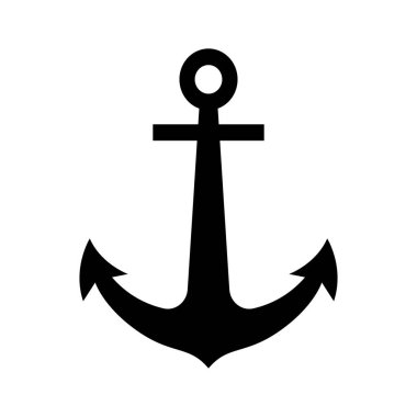 anchor siyah siluet vektörü, basit siluet tasarım vektör simgesi beyaz arkaplan.