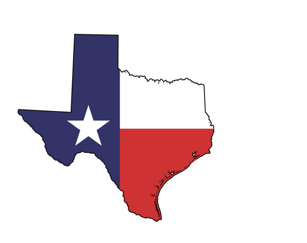 Texas. Outline of the map state with flag, Flat concept icon symbol vector illustration.