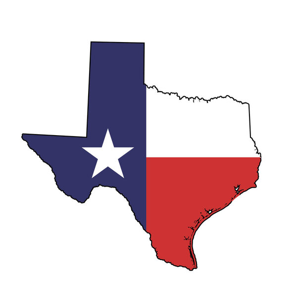 Texas. Outline of the map state with flag, Flat concept icon symbol vector illustration.