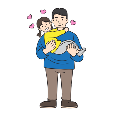Full body illustration of a child being held by his father, Raising children, Parenting, 