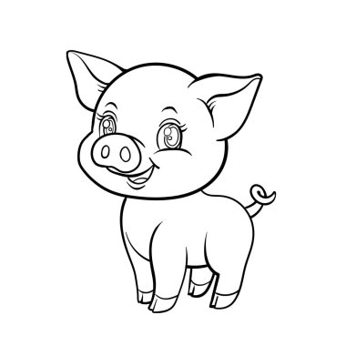 karikatür domuz. boyama sayfası. vektör çizim