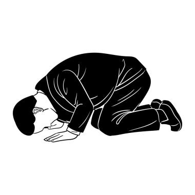 Adam başını eğip diz çöker ve af diler. Özür, suçluluk ve utanç ifade eder..