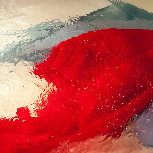 Creative Image Wet Red Blue Rumpled Material Water Waves Your — Foto de Stock
