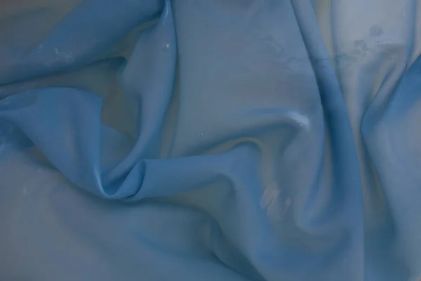Creative Image Wet Light Blue Wrinkled Fabric Water Beautiful Highlights — Stockfoto