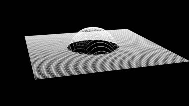 Dağ gibi kabarcıklar. Hill, küresel çıkıntı. Noktalardan oluşan yarımküre. Parçacık boyutu ses dalgası. Kürenin bir kısmı kutup tepesi küre yüzeyini etkiler. Büyük veri akışı hesaplaması.