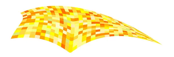 黄色の細胞で作られたパッチワークキルト キルティング生地 鳥の目のビュー秋の収穫から広場のフィールド 歪んだ正方形の歪んだチェスのパターンを持つチェックされた背景 チェス盤面旗 — ストックベクタ