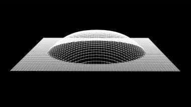 Dağ gibi kabarcıklar. Hill, küresel çıkıntı. Noktalardan oluşan yarımküre. Parçacık boyutu ses dalgası. Kürenin bir kısmı kutup tepesi küre yüzeyini etkiler. Büyük veri akışı hesaplaması.