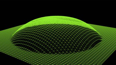 Dağ gibi kabarcıklar. Hill, küresel çıkıntı. Noktalardan oluşan yarımküre. Parçacık boyutu ses dalgası. Kürenin bir kısmı kutup tepesi küre yüzeyini etkiler. Büyük veri akışı hesaplaması.