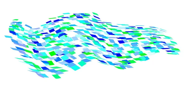 Verstreute Quadratische Teilchen Sind Ornament Mosaik Flugwind Windig Zerstörte Zellwand — Stockvektor