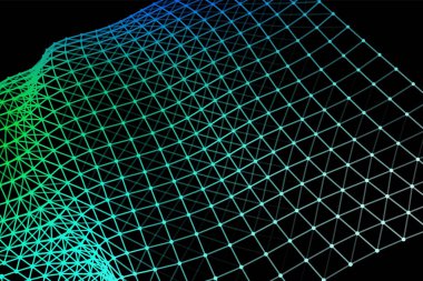 Ağ hücrelerinin vektör arkaplanı. Balık futbolu spor şurubu. Rüzgarda sıvı akışı. Bayrak kumaş veri işleme. Bilim bayrağı.