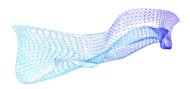 Network lines. Net wave information flow. Scientific paradigm solutions future. Forward vision progress. Big data cells deep development analysis foresight conference background banner. Screen back.