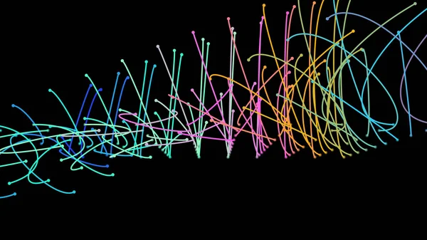 Lichte Stralen Oversteken Energiestroom Laserlijnen Neon Plexus Knopen Gebogen Pad — Stockvector
