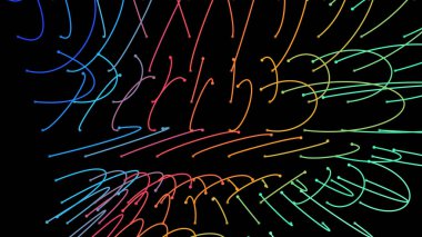 Işık demetlerini çaprazlıyorum. Enerji akışı lazer hatları. Neon pleksus düğümleri. Uzayda sonsuzluğun eğri yol göstericisi. Geçiş matrisi enerji seviyesi. Derin veri tabanlarını göster. Kaos ve düzen arkaplanı