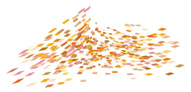 Dağınık kare parçacıkları süsü. Mozaik uçuş rüzgarı. Rüzgâr hücre duvarını yok etti. Uçuş renkli fayanslar akış yönüne doğru akar. Yaprak tek parça halinde düşer. Çarpışan renkli yüzey.