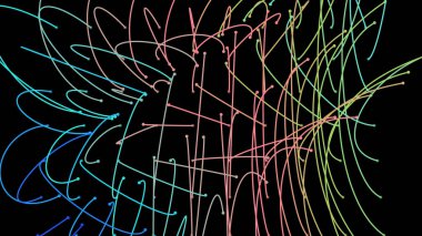 Işık demetlerini çaprazlıyorum. Enerji akışı lazer hatları. Neon pleksus düğümleri. Uzayda sonsuzluğun eğri yol göstericisi. Geçiş matrisi enerji seviyesi. Derin veri tabanlarını göster. Kaos ve düzen arkaplanı