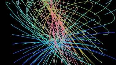 Işık demetlerini çaprazlıyorum. Enerji akışı lazer hatları. Neon pleksus düğümleri. Uzayda sonsuzluğun eğri yol göstericisi. Geçiş matrisi enerji seviyesi. Derin veri tabanlarını göster. Kaos ve düzen arkaplanı