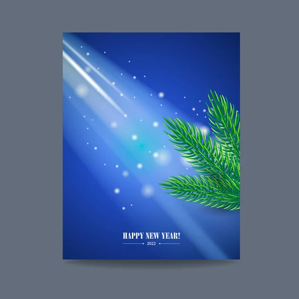New Year Card Radiance Bokeh Christmas Tree Branch Vector Illustration — Stock Vector