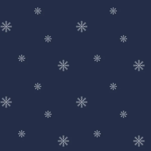 Nahtloses Neujahrsmuster Schneeflocken Auf Blauem Grund Weihnachten Stoffmuster Vektorillustration — Stockvektor