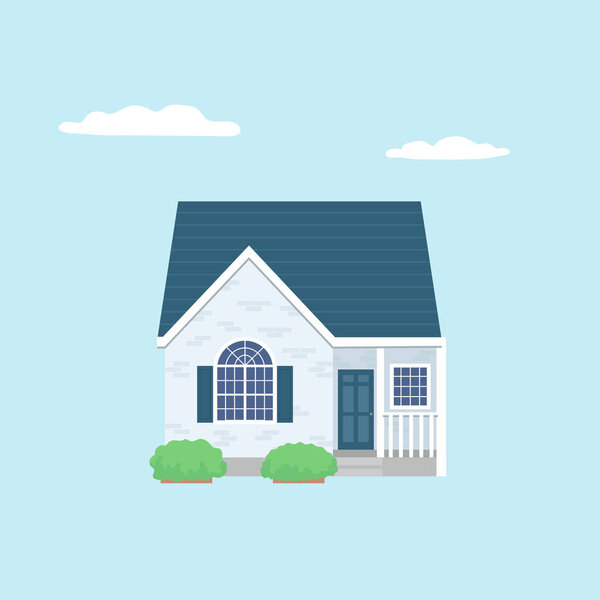 Stylish house in a flat style. House illustration as an icon, real estate. Isolated vector on a plain background. Vector illustration