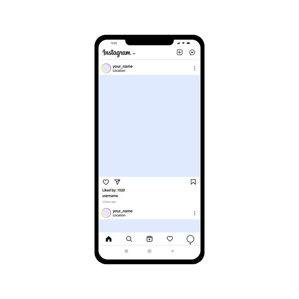 Instagram page template. Mockup for user post page. Vector illustration