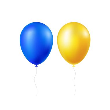 Balloons yellow and blue. Two balls 3d vector image. Colors of the Ukrainian flag. Vector illustration