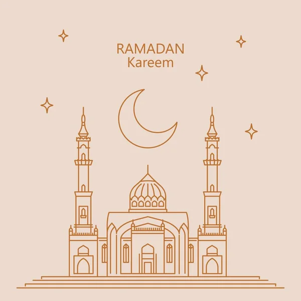 Islamic Mosque Ramadan Mubarak Greeting Card Concept Design Vector Illustration — Stok Vektör