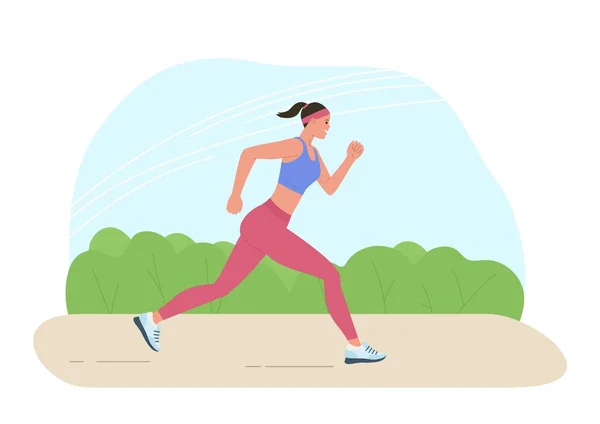 Chica Fitness Corre Estilo Vida Saludable Jogging Matutino Recuperación Ejercicio — Vector de stock