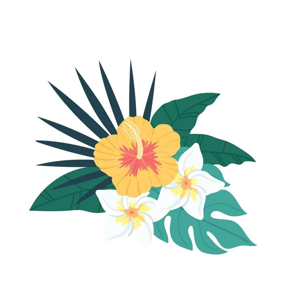 Kytice Listy Květy Tropických Rostlin Pohlednice Pozvánky Vektorová Ilustrace — Stockový vektor
