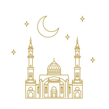 Islamic mosque. Ramadan mubarak greeting card concept design. Vector illustration