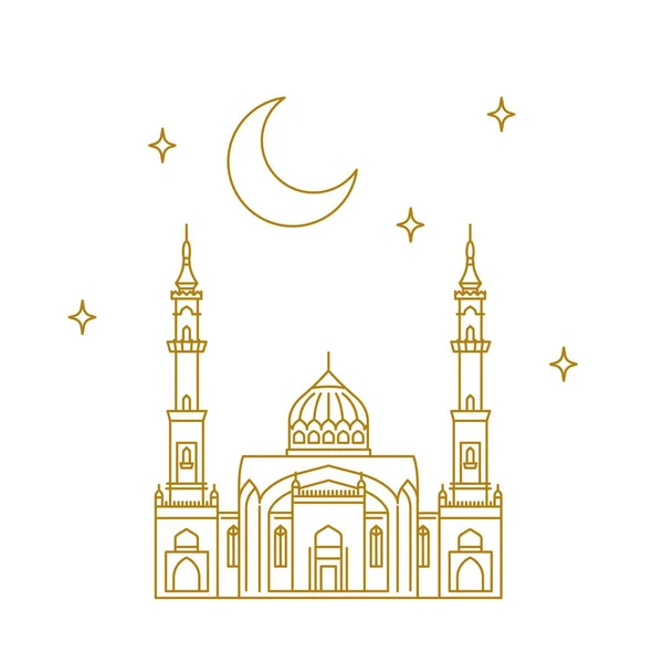 Исламская Мечеть Концепция Поздравительной Открытки Рамадана Мубарака Векторная Иллюстрация — стоковый вектор