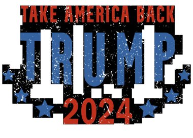Trump altyazı yazdı. Amerika 'yı geri al Trump 2024. Yüksek kalite fotoğraf