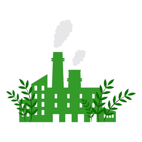 生态工厂绿色能源图标隔离在白色背景 生态环境的概念 矢量说明 — 图库矢量图片
