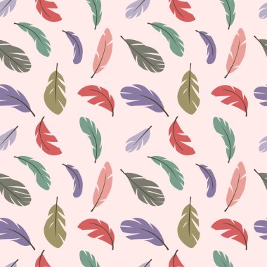 Pastel pembe arka planda tüysüz desen. Duvar kağıdı, baskı, tekstil, kumaş, ambalaj. Vektör illüstrasyonu.