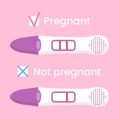 Vektör pozitif ve negatif hamilelik testleri. Evde erken teşhis hamilelik hormonu. Kadın doğurganlığı, aile planlaması..