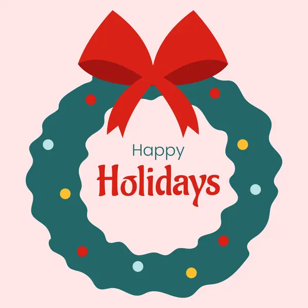 Pembe arka planda izole edilmiş vektör dairesi noel çelengi. Doodle Noel süslemesi. Tatil tebrik kartı.