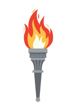 Beyaz arkaplanda yanan alev meşalesi simgesi izole edildi. Spor düz stil oyunlar zafer sembolü. Kazanan soyut imza