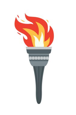 Beyaz arkaplanda yanan alev meşalesi simgesi izole edildi. Spor düz stil oyunlar zafer sembolü. Kazanan soyut imza